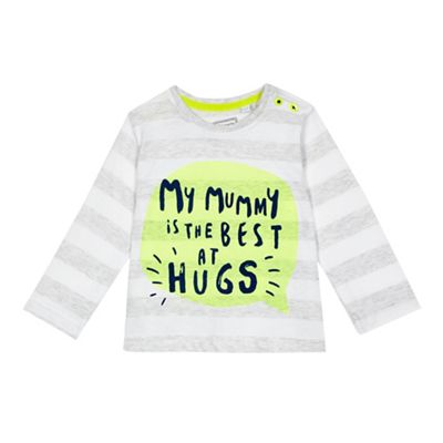 Baby girls' grey striped 'My mummy is the best at hugs' top